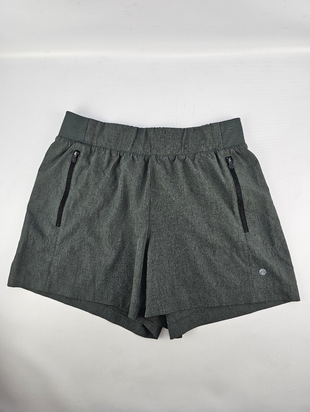 Apana Women's Lightweight Athletic Shorts Zip Pockets Dark Gray Size Large